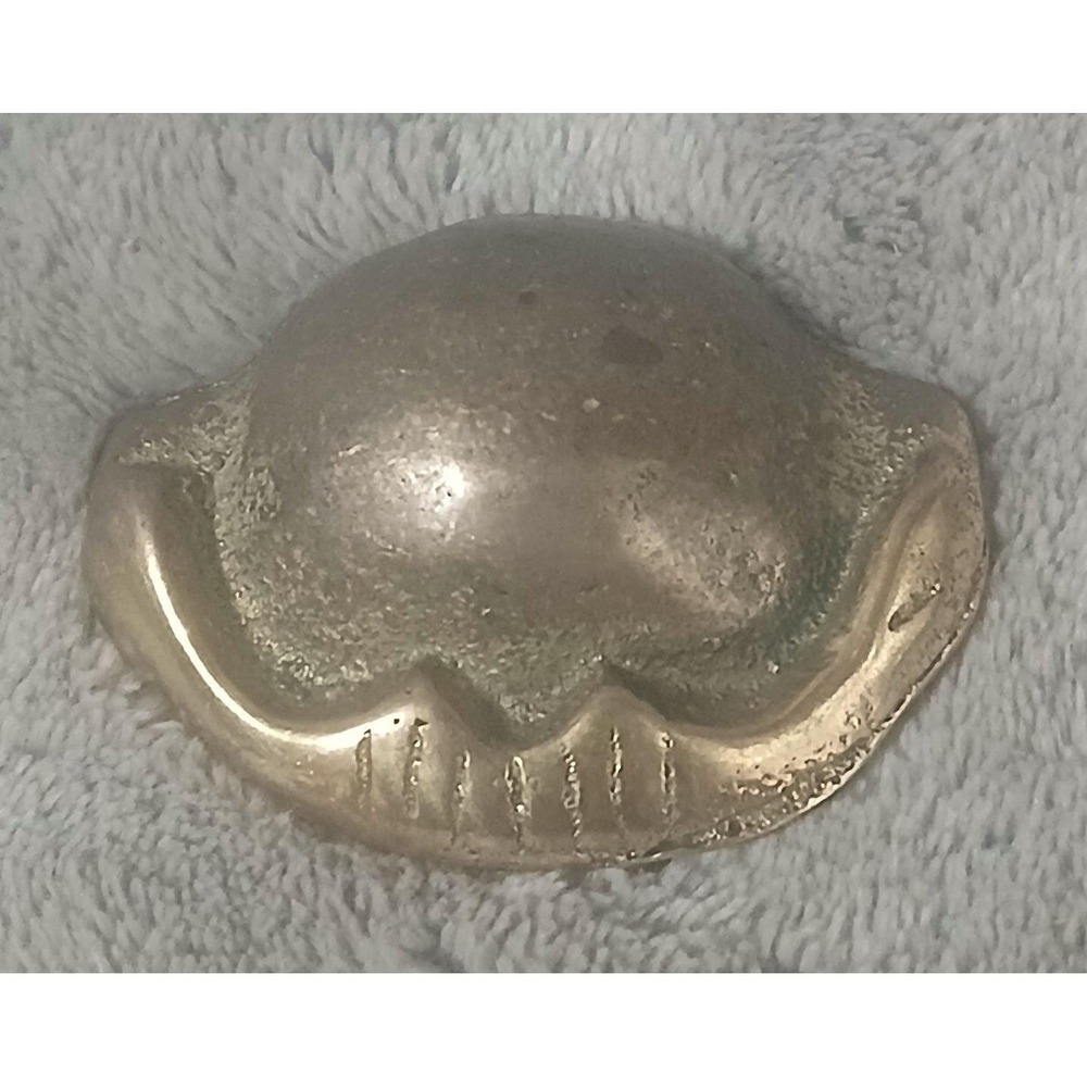 Vintage‎ Solid Brass Miniature Turtle Shell Ashtray Pocket Size Tobacciana Decor